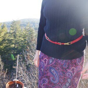 Red Genuine Leather Belt Made In Italy